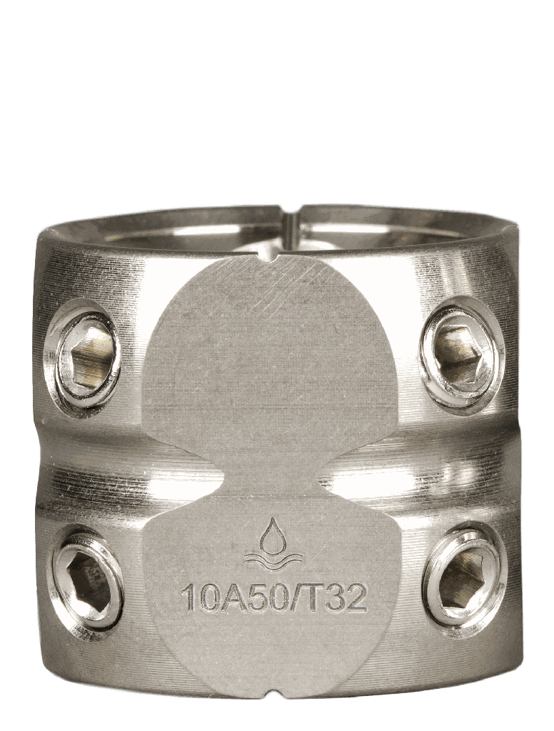 Double adaptateur 4 vis de réglage de chaque côté TITANE - L. 32 mm  AQUA