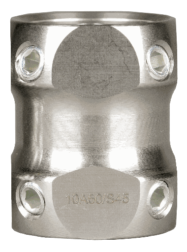 [N10A50-S45] Double adaptateur avec 4 vis de réglage de chaque côté INOX - L. 45 mm